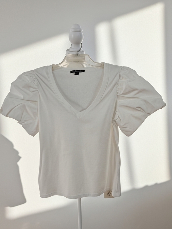 INC International Concepts Tops - INC Women’s White V-Neck Puff Sleeve Tee Womens Size Small
